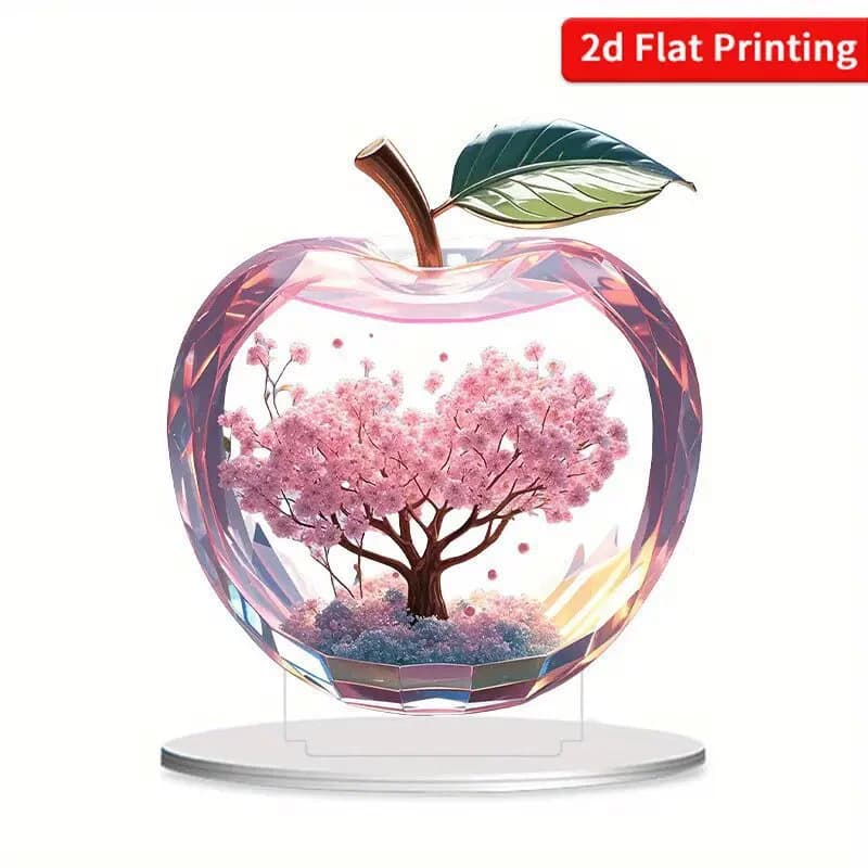 Cross-border Hot-selling 2D Acrylic Romantic Pink Cherry Blossom Apple-shaped Home and Office Desk Decor