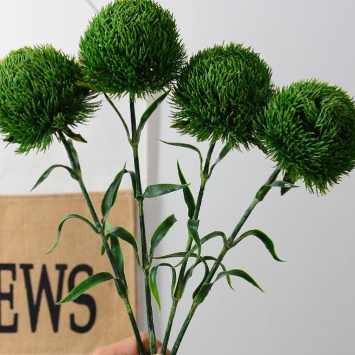 Wedding Artificial Green Pom Pom Flowers Green Dianthus Green Wedding Soft Decor Modern Home Hotel Fake Flowers Floral Arrangement