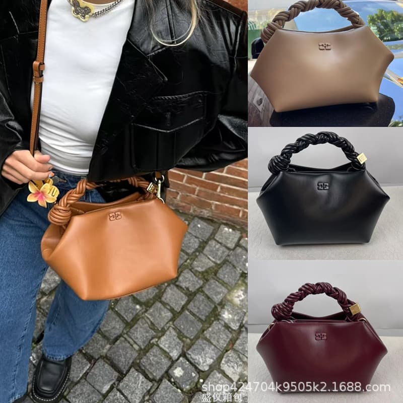 Europe and America Cross-border Hot Sale 2026 New Fashion GANNI Premium Woven Hexagon Shoulder Handbag Crossbody Bag