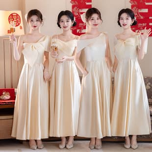 2026 New Champagne Satin Bridesmaid Dress, 2026 New Niche High-End Bridesmaid Dress for Bridesmaid Group and Sisters