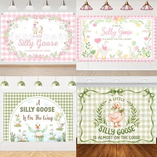 Cross-border Temu Hot Selling White Goose Gender Reveal Background Cloth Suitable for Birthday Baptism Party Photo Decoration Supplies