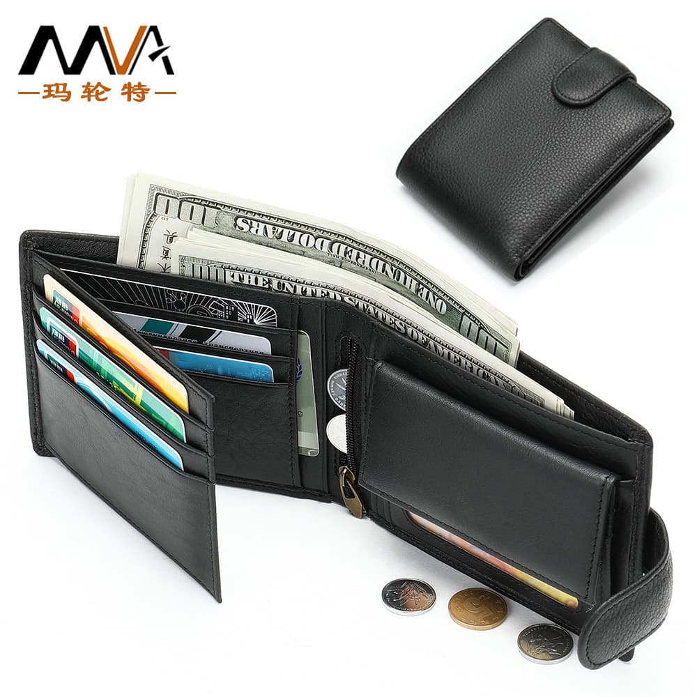 Men's Genuine Leather Dollar Bill Wallet Clutch Purse Soft Leather Anti-Theft Card Holder Wallet Cross-Border Trendy Style