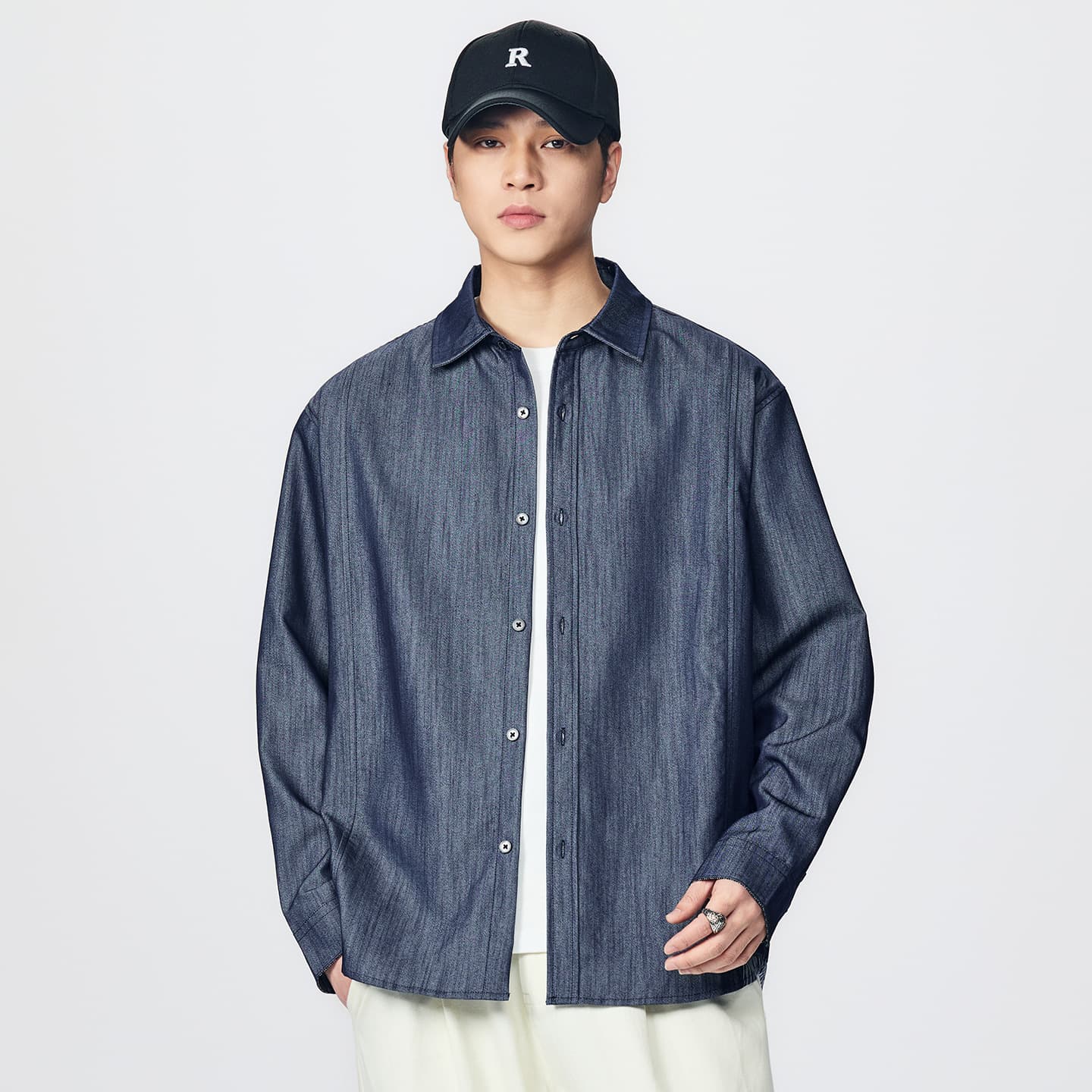 New Spring/Autumn Long Sleeve Shirt for Men, Lapel Work Shirt, Japanese Retro Versatile Denim Shirt Jacket