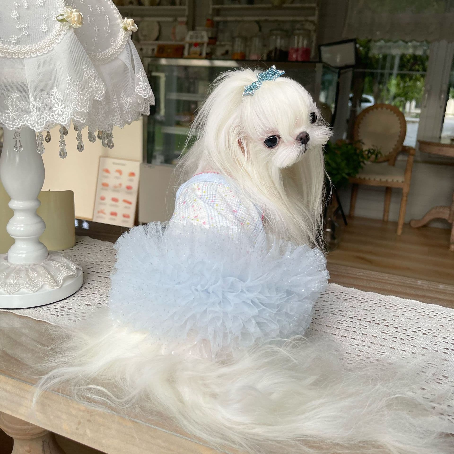 Hi Kitty Fine Shimmer Ballet Dress Cat Dog Summer Thin Breathable Cute Clothes Teddy Bichon Small Dog Apparel