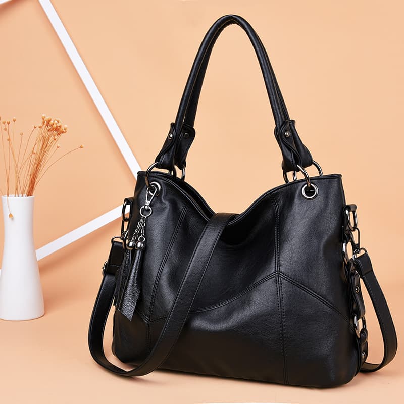 Foreign trade all-match women's bag large bag fashionable mother bag European and American style large capacity middle-aged and elderly soft leather tassel handbag