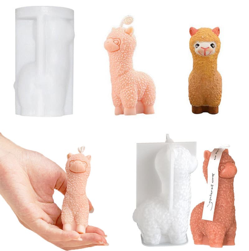 Spot alpaca scented candle liquid silicone mold simulation animal diy grass mud horse plaster hand-made ornaments