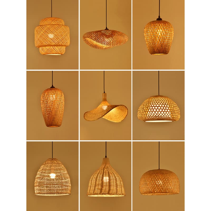 Bamboo chandelier, new Chinese style lighting, rattan zen teahouse dining lamp, Japanese style bamboo lantern, teahouse antique
