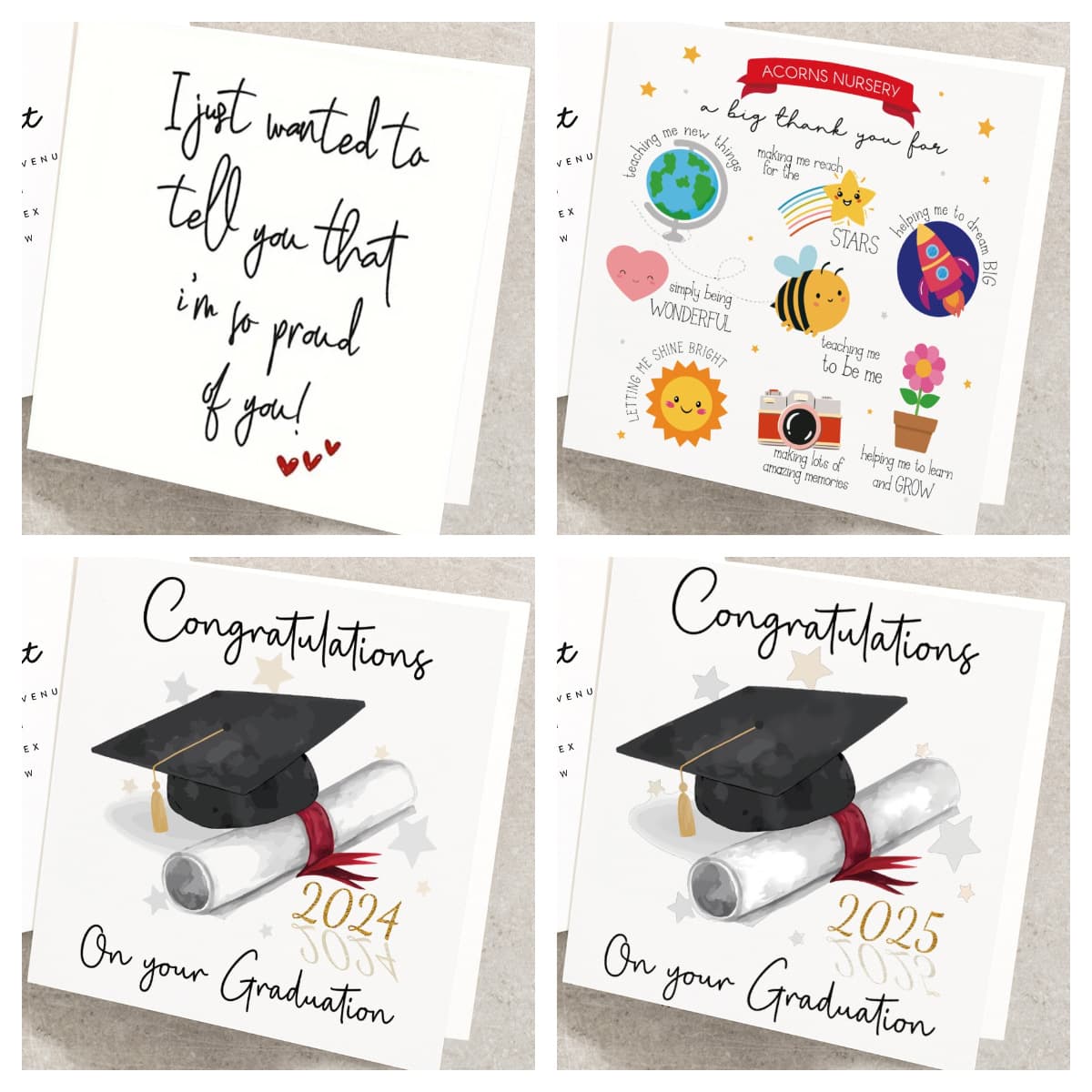 Graduation Gift Greeting Cards, Cards with Capital Letters and Scroll Design, Including Envelope Cards, Graduation Season Cross-Border Service