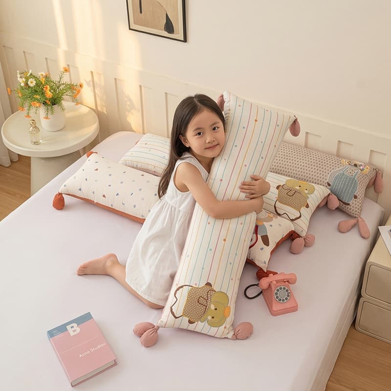 2026 New Cartoon Patch Embroidery Throw Pillow Dorm Pillow Children's Comfort Pillow Double Leg Pillow Hug Pillow