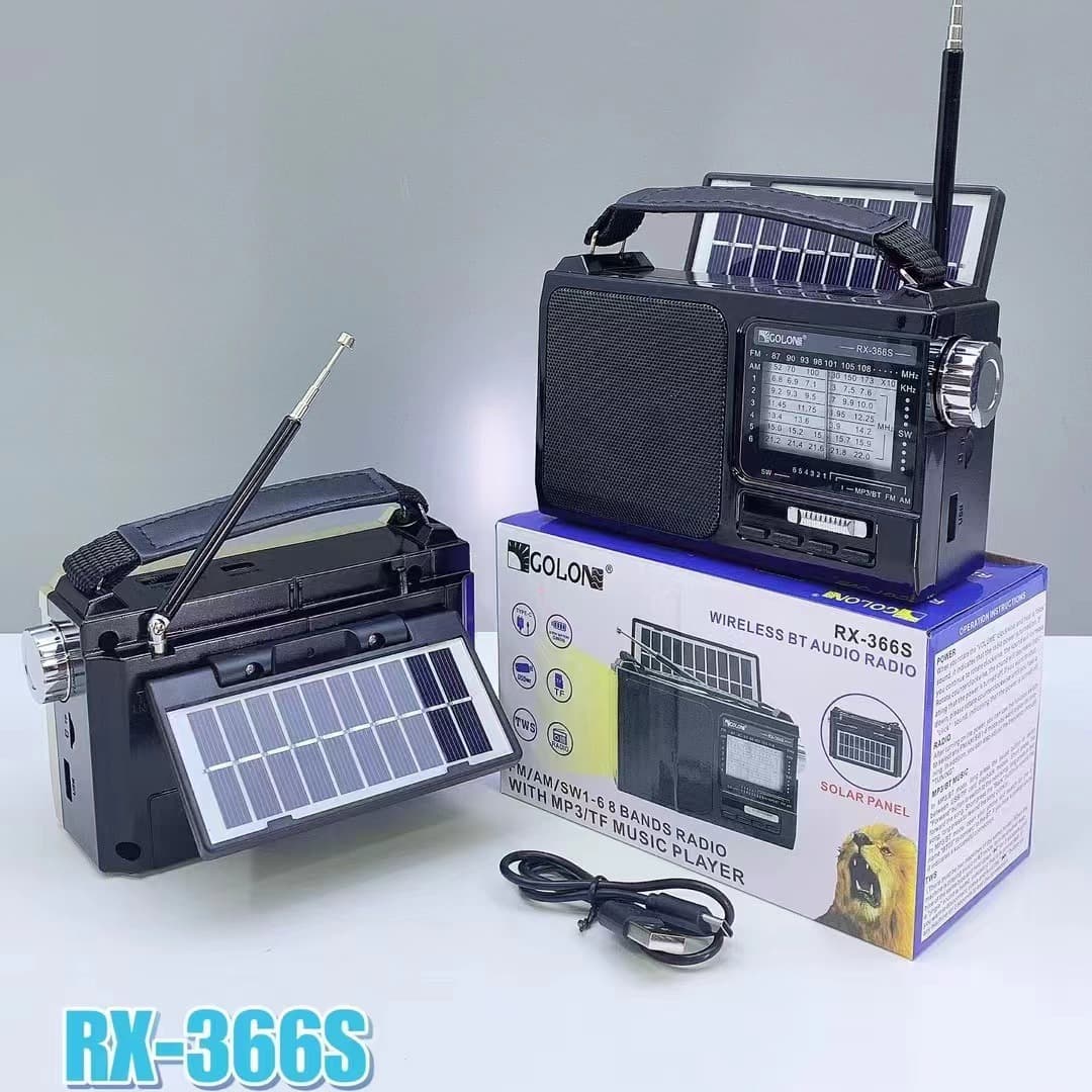 New RX-366S Solar Radio Portable Outdoor Portable LED Light AM/SW Multi-band Bluetooth Speaker