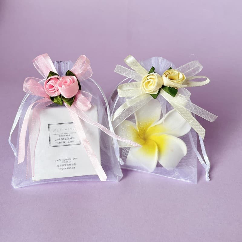 Cross-border Stock European-Style Wedding Favor Organza Packaging Dried Flower Handmade Soap Breathable Mesh Drawstring Storage Bag