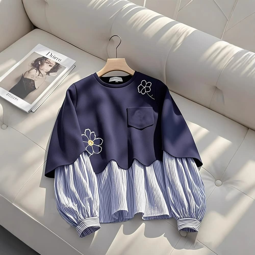 Loose American Style Women's Round Neck Sweatshirt Burgundy Color Comfortable Long Sleeve Casual Fashion Commute Style Polyester Fiber