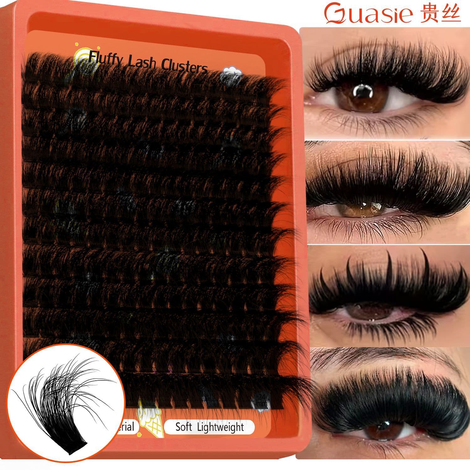 Cross-border 100D 200D Dense European and American Bionic Lashes Fluffy Lash 3D Voluminous Fluffy Single Cluster Lashes