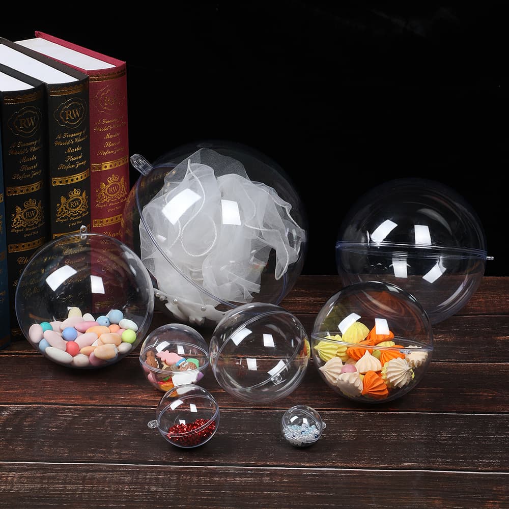 Cross-border PS transparent plastic ball Christmas spherical acrylic ornament Christmas tree hanging decoration hollow round shell