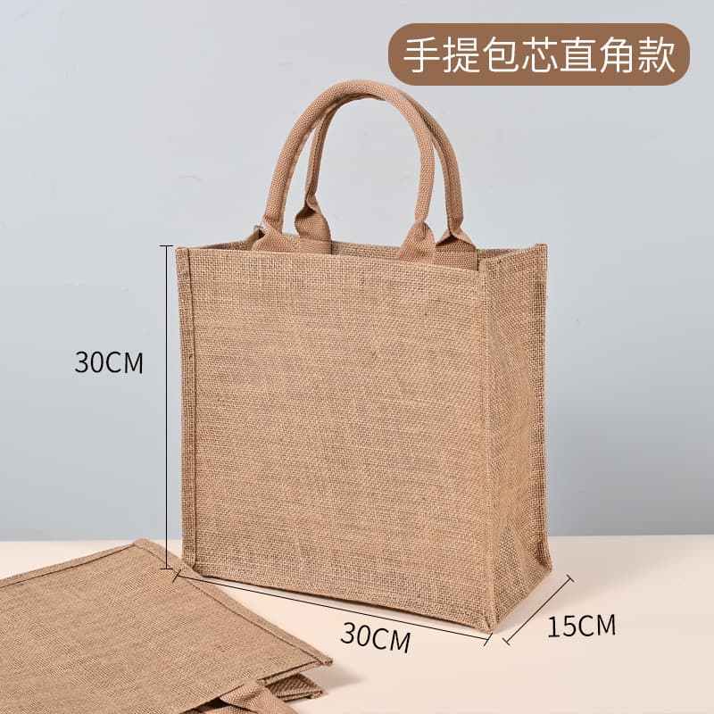 Custom Hand-Painted 3D Jute Tote Bag Canvas Linen Shopping Bag Blank Spliced Cotton Linen Burlap Bag New Year Gift