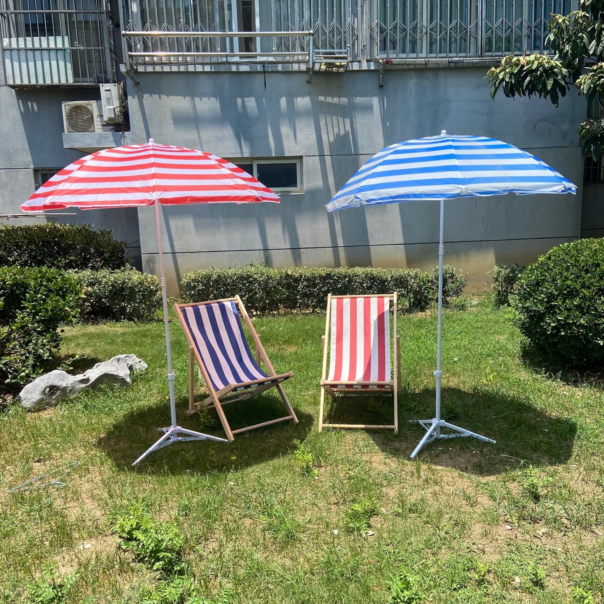 Baby Beach Chair Canvas Red and White Striped Beach Wedding Photo Prop Set