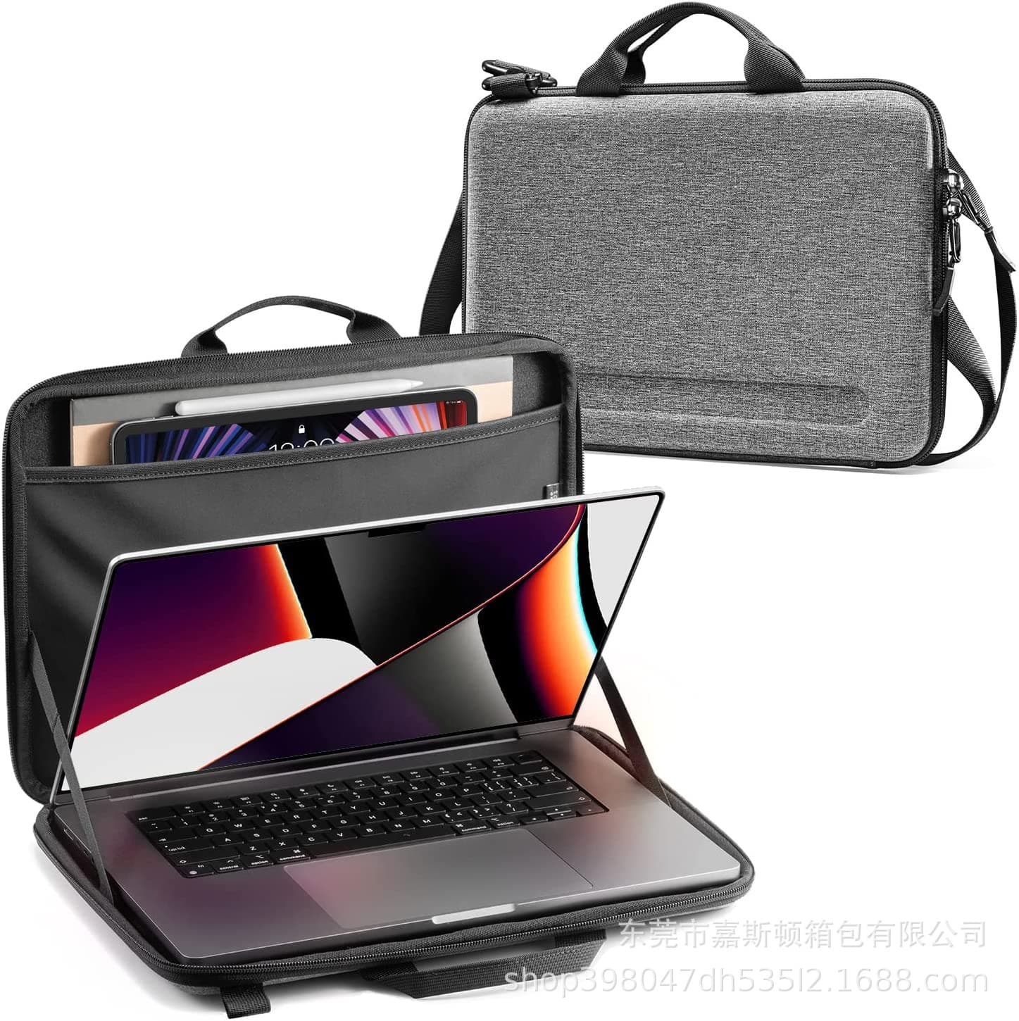 EVA hot pressed hard shell laptop shoulder bag, protective hard shell, tablet bag, portable storage bag
