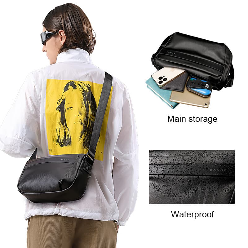 BANGE New Crossbody Bag Men's Trendy Waterproof Shoulder Bag Simple Fashion Student Messenger Bag Crossbody Bag for Men