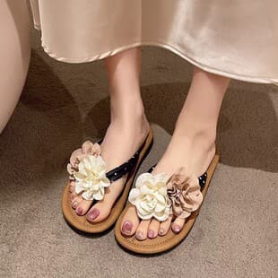 Floral Flip Flops for Women, New 2026 Summer Style, Fairy Style, Matching Dresses, Vacation Beach Sandals