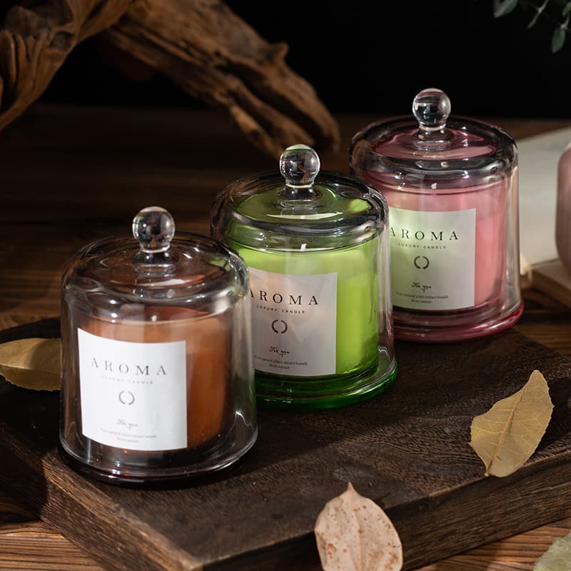 Handmade Aromatherapy Candle in Glass Bell Jar No Smoke Creative Home Decor Gift Box Soy Wax Candle in Cup Shape Fragrance Gift