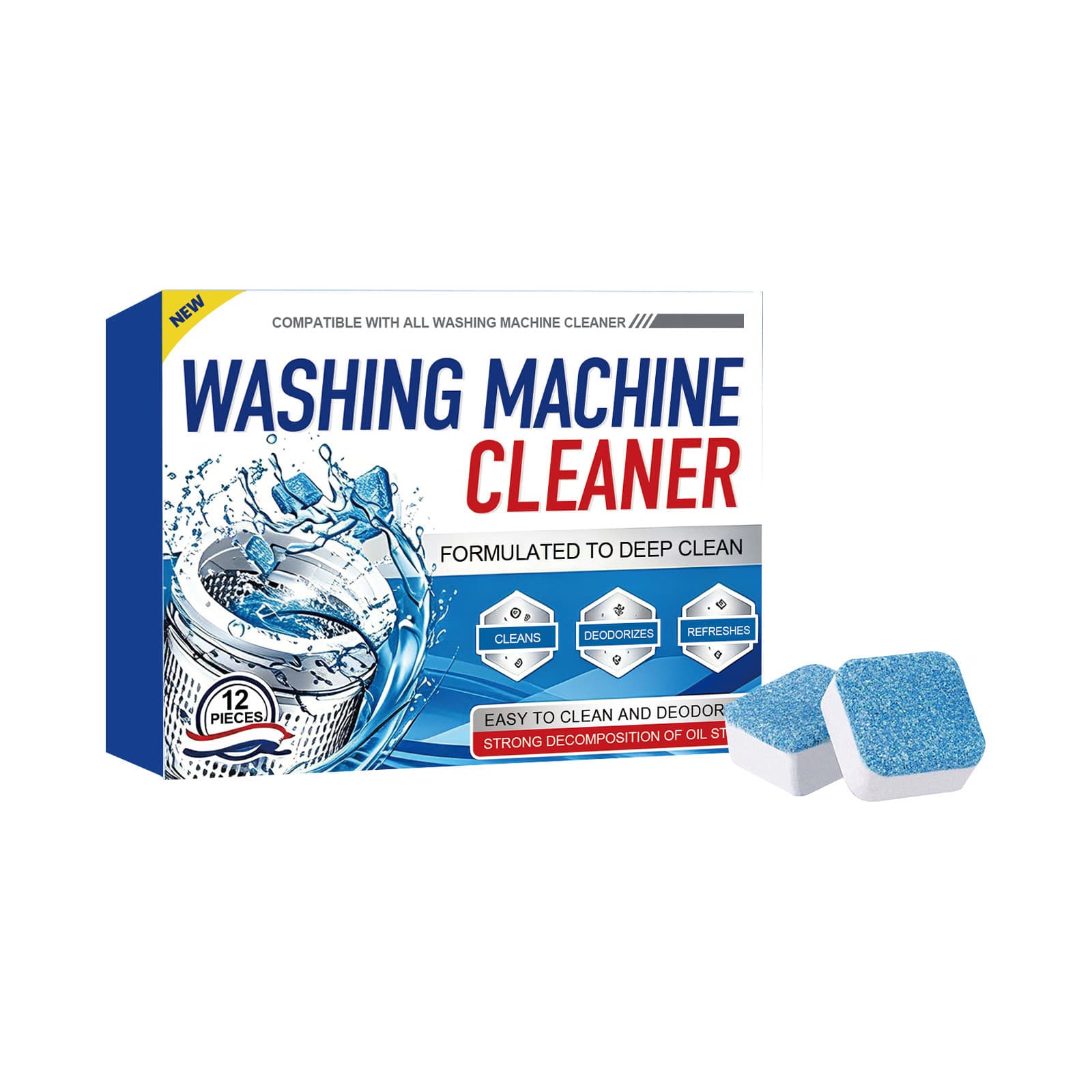 Washing Machine Cleaner & Descaler Tablets Gentle Cleaning and Stain Removal