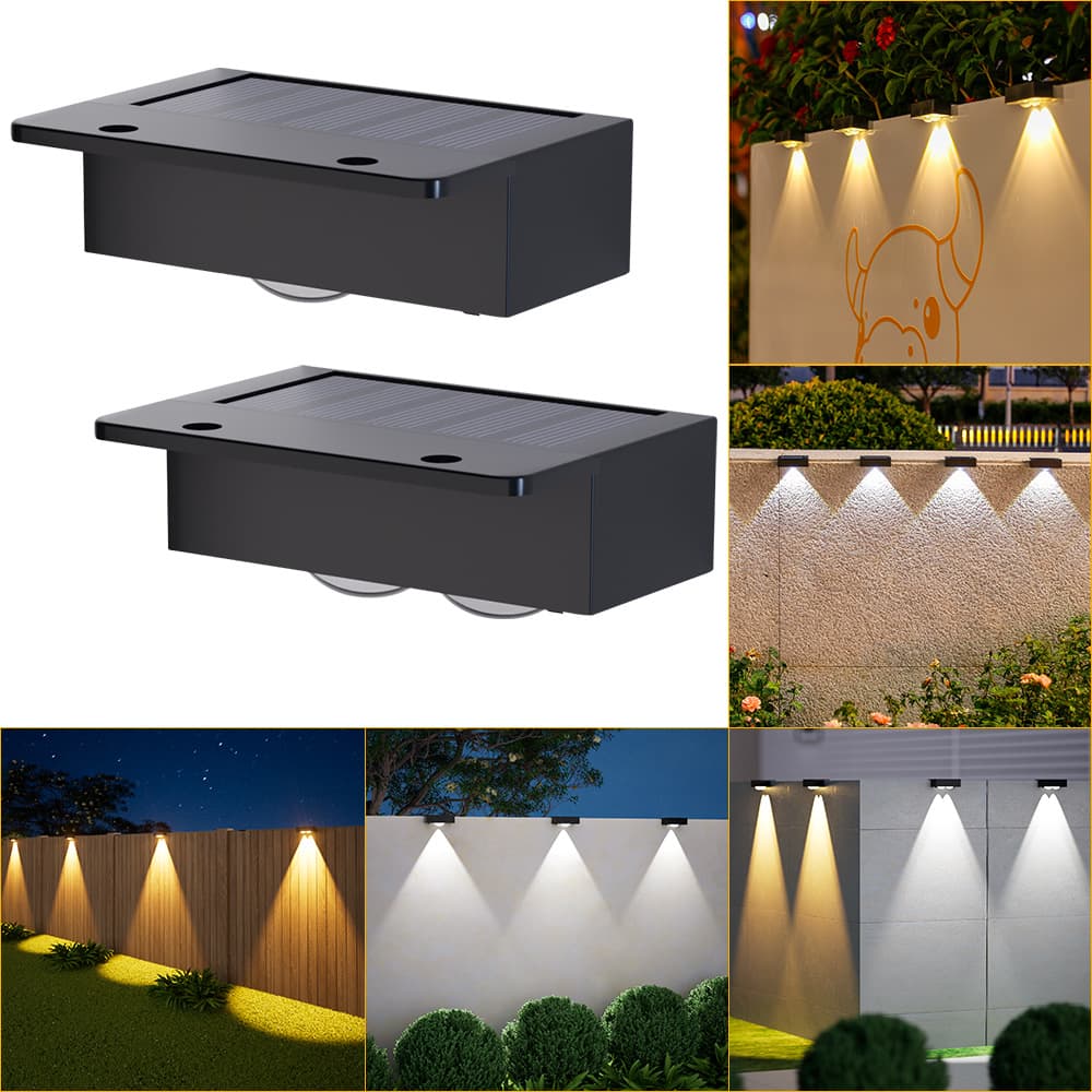 Solar Light Outdoor Waterproof Wall Washer Light for Villa, Rural Garden Fence Decoration, Stair Step Light