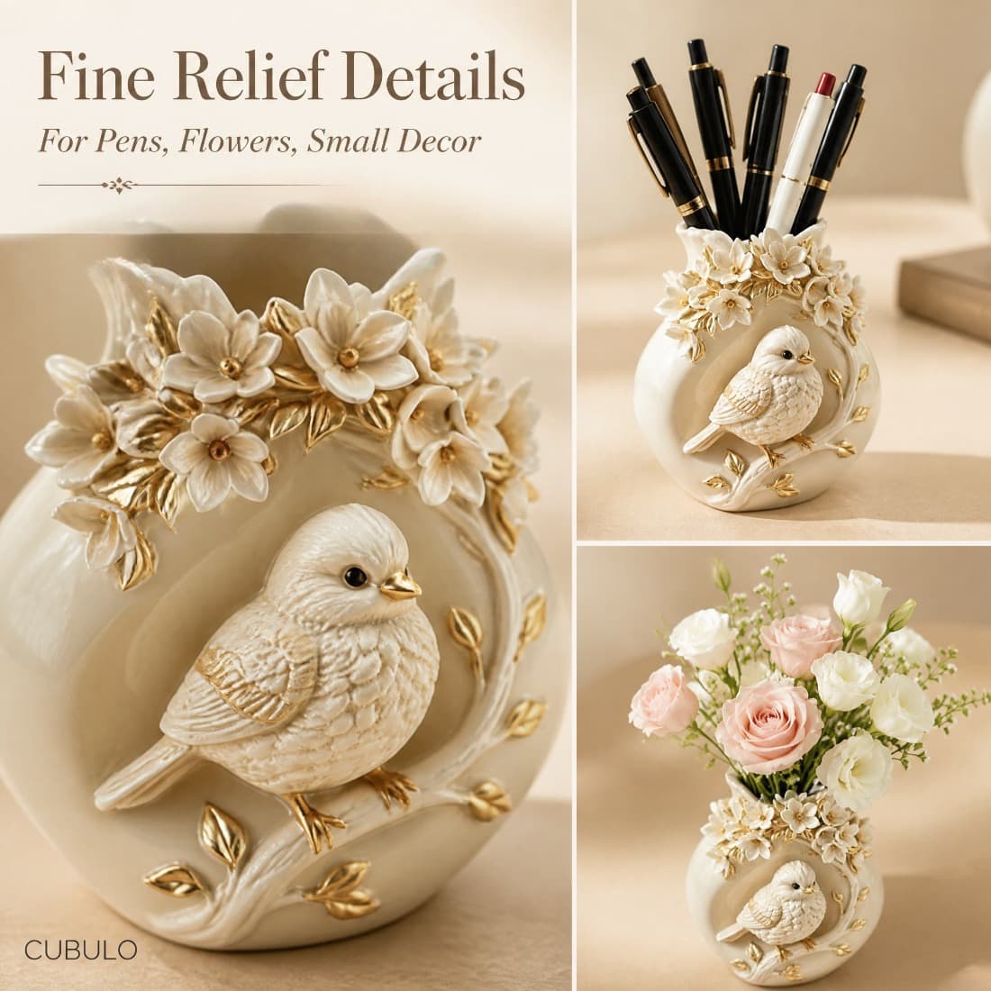 Cross-border popular flower and bird vase silicone mold scented candle plaster DIY mold