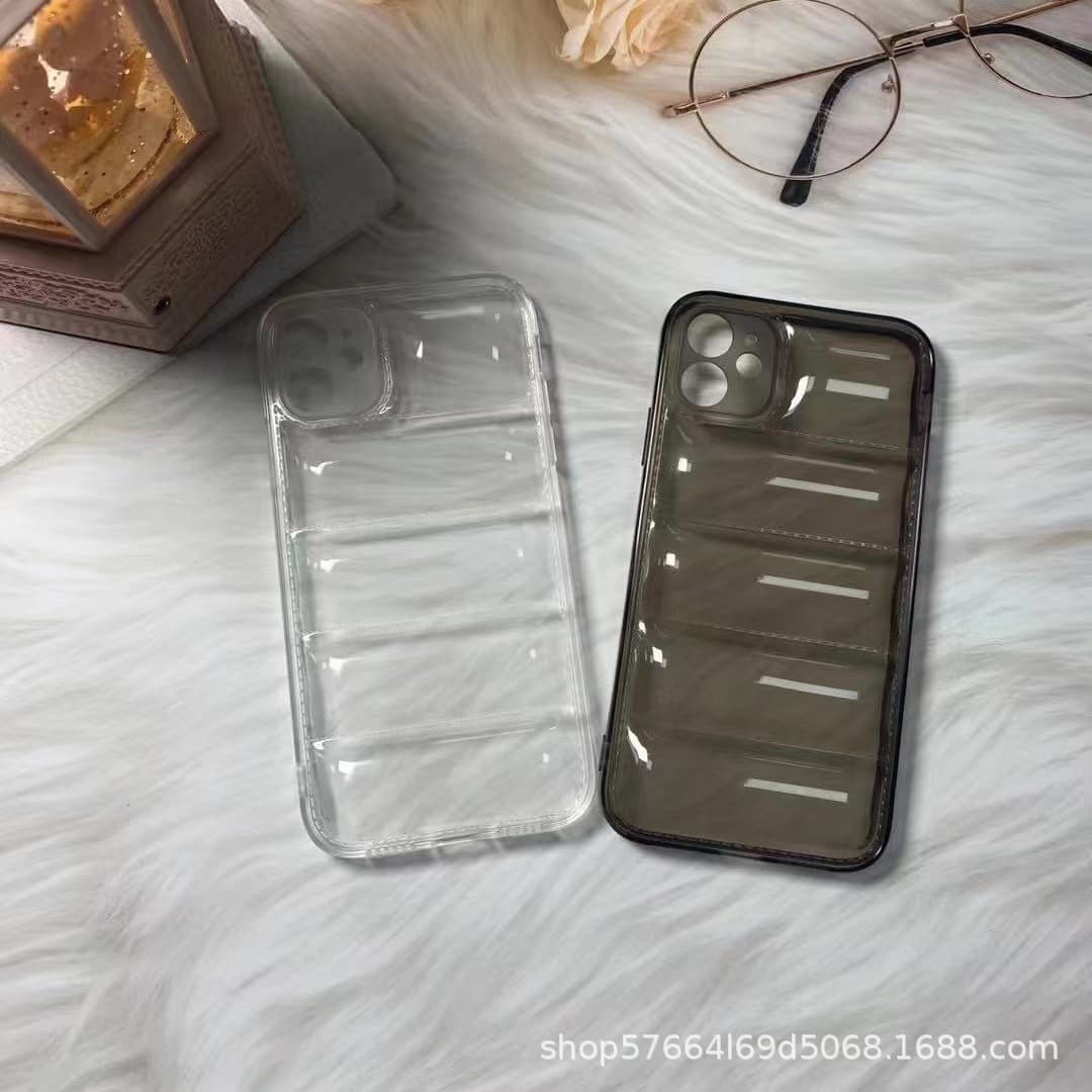 Down Jacket Phone Case for iPhone 17 Pro Max Transparent Cover iPhone 15 Pro Translucent Black Airbag Protective Case
