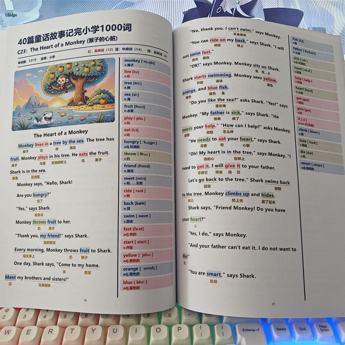 40 English fairy tales, 1,000 words, A4 color printed picture book notebook, two covers, shipped randomly