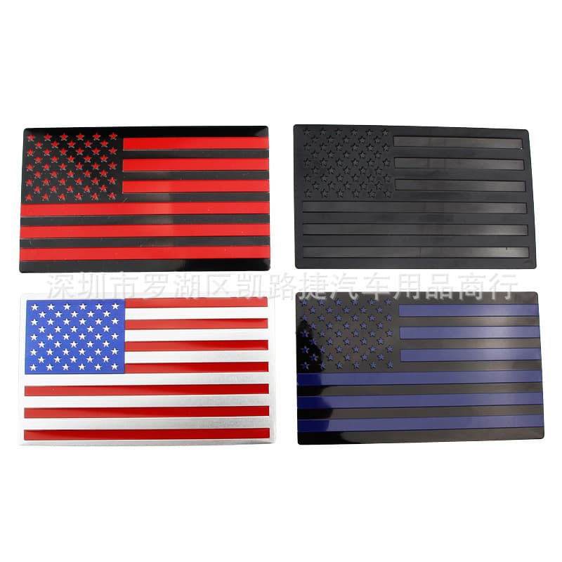 Suitable for Chevrolet car logos, American flag modified side logos, flag decorative metal aluminum car stickers, one pair