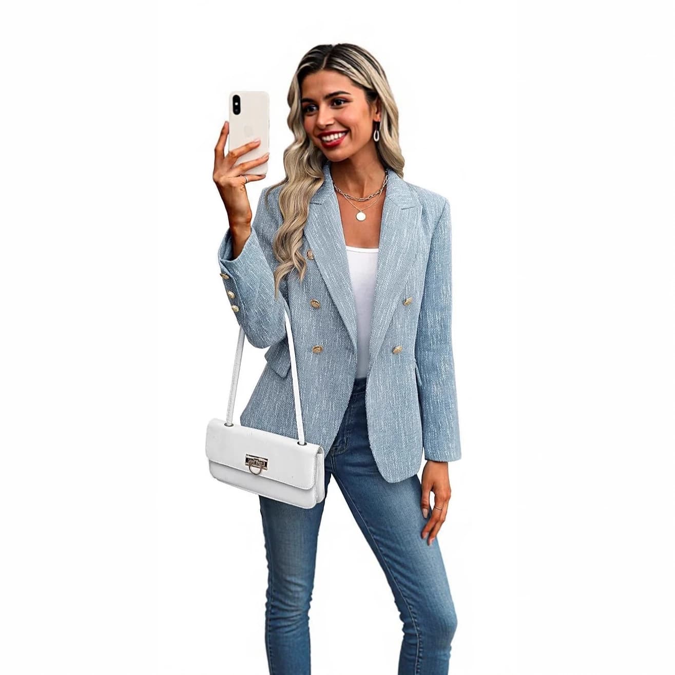 Amazon New Arrival Women's Solid Blazer Autumn Simple Style Fashion Streetwear Casual Jacket