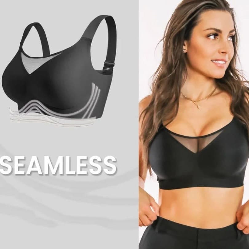 Cross-Border Plus Size Bra for Large Busts, 3D Jelly Strip, Minimizes Side Fat, Wireless, Zodiac Year Red, Women's Bra