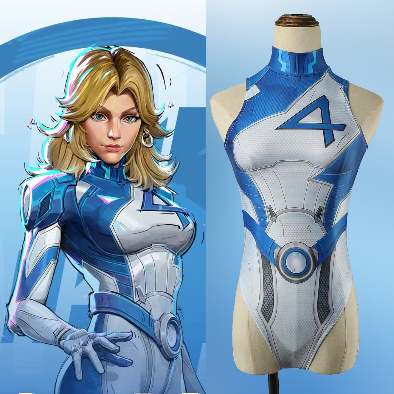 Marvel Rivals Invisible Woman Swimsuit Cosplay Summer Bikini Pool Swimsuit Halloween Costume
