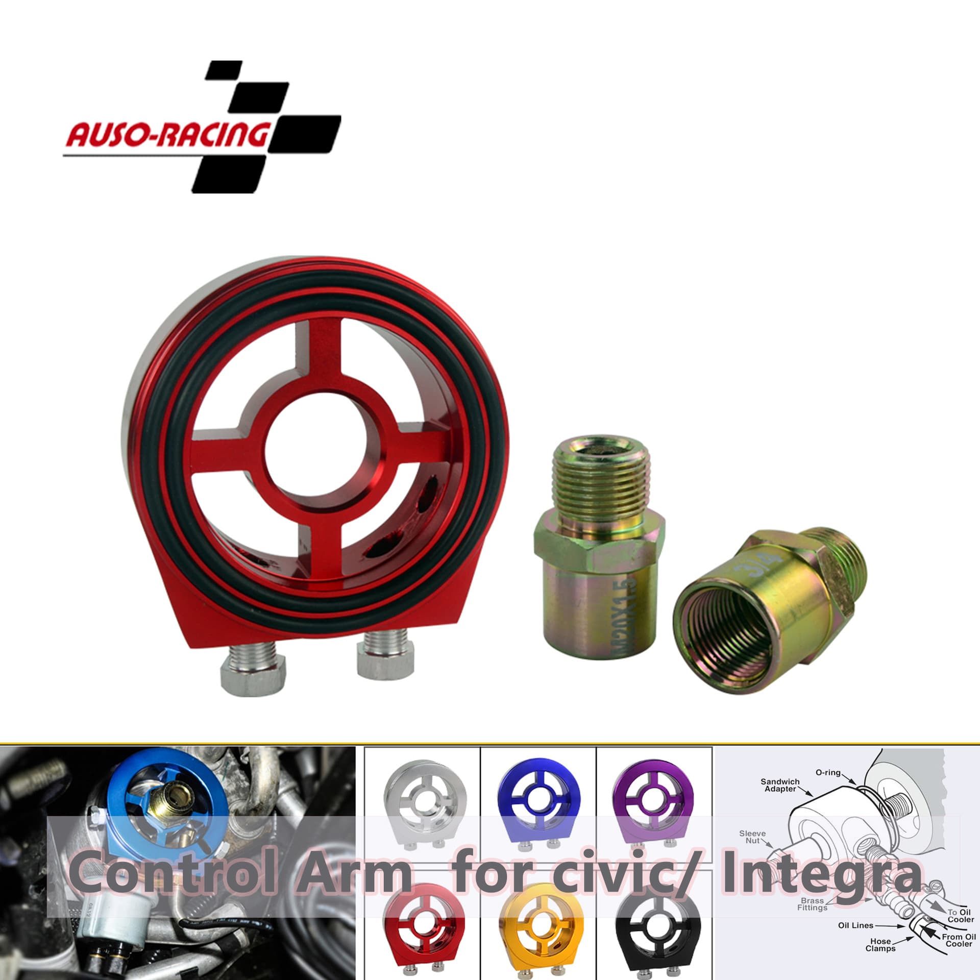 Modified Car Oil Sandwich Adapter Oil Temperature Oil Cooler Sandwich Oil Pressure Gauge Adapter Universal Oil Pressure Gauge Accessories