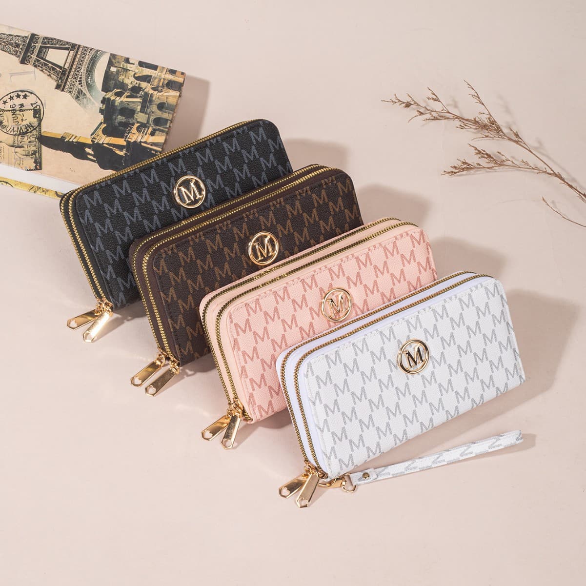 New Fashion Women's Double Zipper Long Wallet New Printed Clutch Multi-Card Slots Large Capacity Zipper Compartment