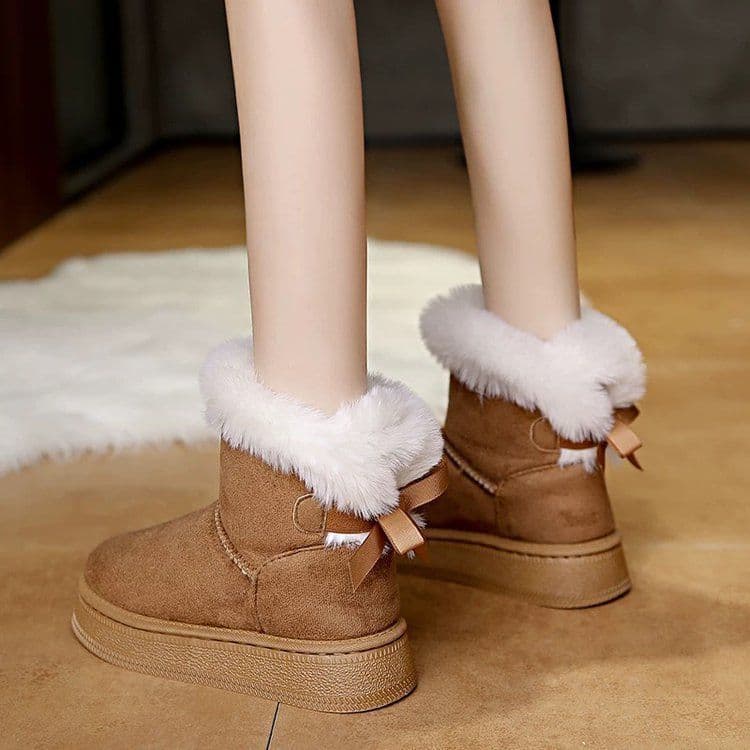 Northeast Snow Boots Women's New Winter Fleece-Lined Thickened Waterproof New Wool Thick Sole Shoes