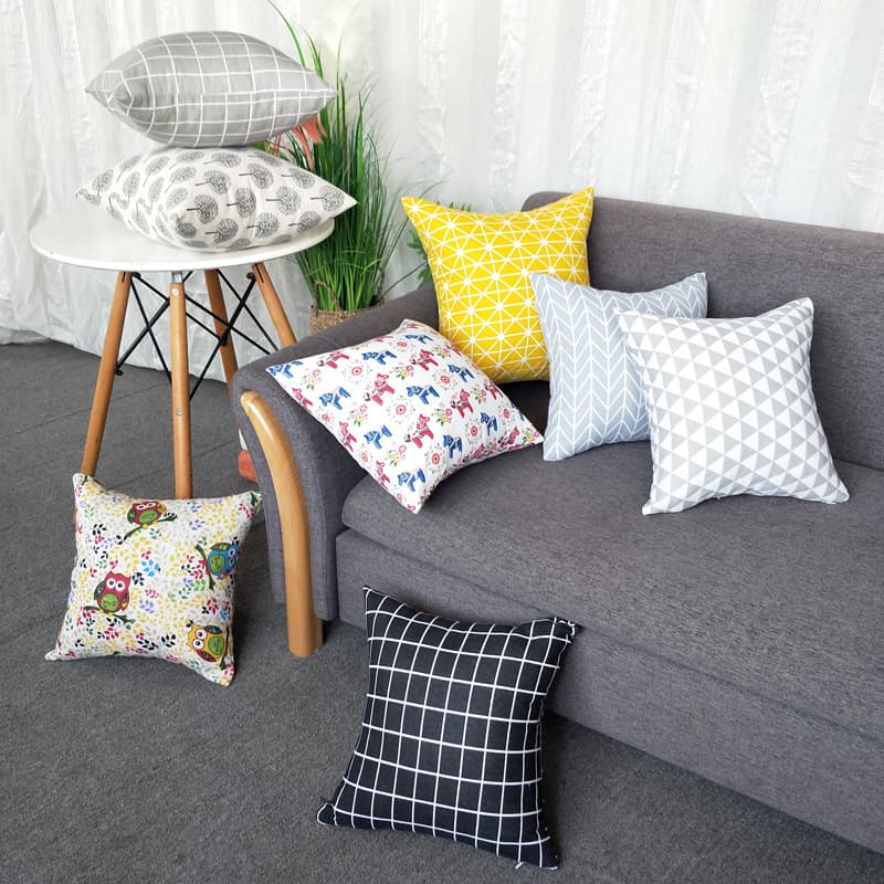 Linen Style Cotton Linen Pillowcase Sofa Cushion Cover Bulk Running Style Gift Group Purchase Cloud Pattern Geometric Pattern