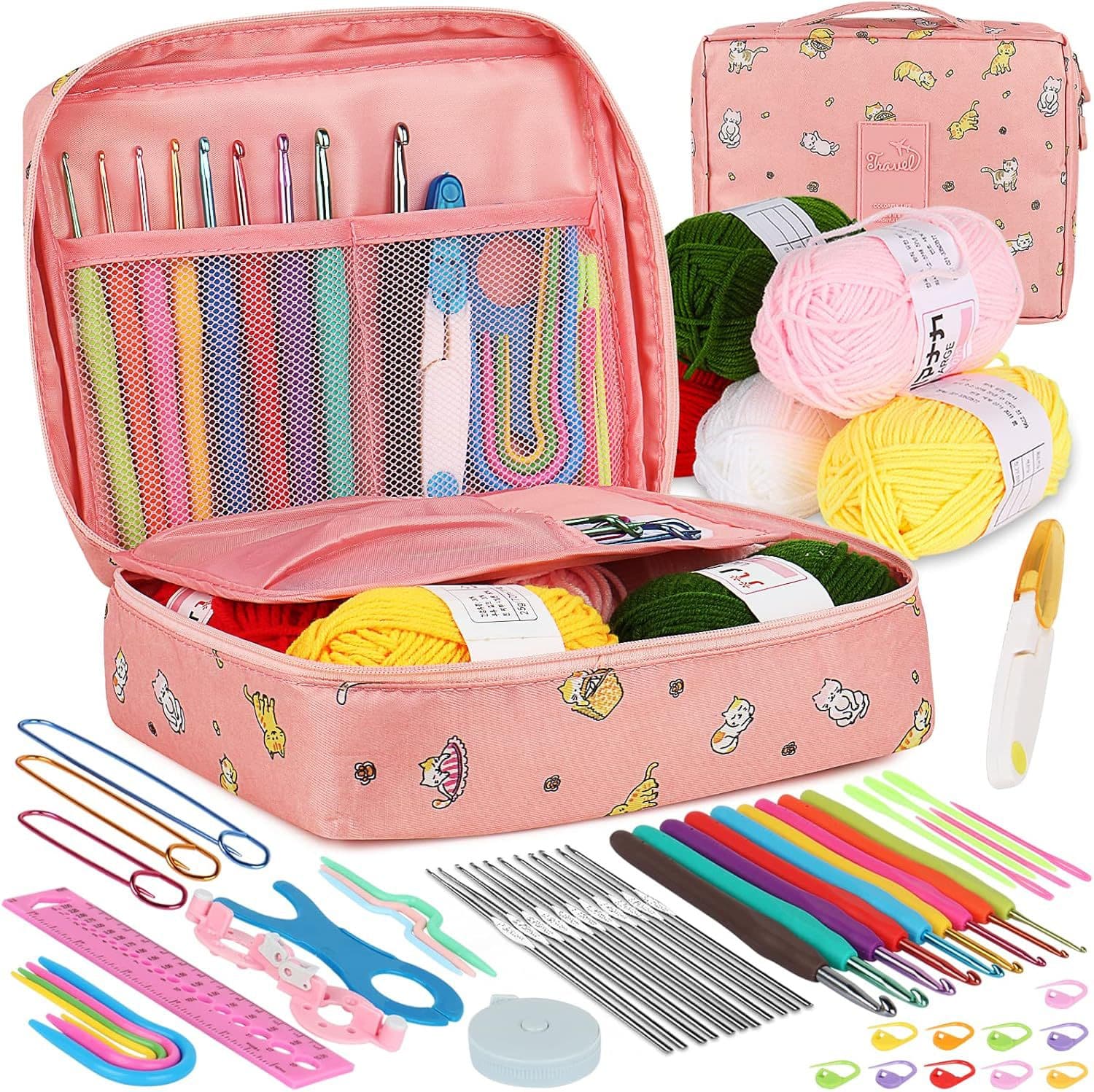 Cross-border new crochet set, handmade diy knitting tools for beginners, novice knitting tool storage bag set