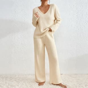 2026 Fall/Winter Women's Wide-Leg Pants Set Casual Long-Sleeve Sportswear Two-Piece Commuter Multi-Occasion