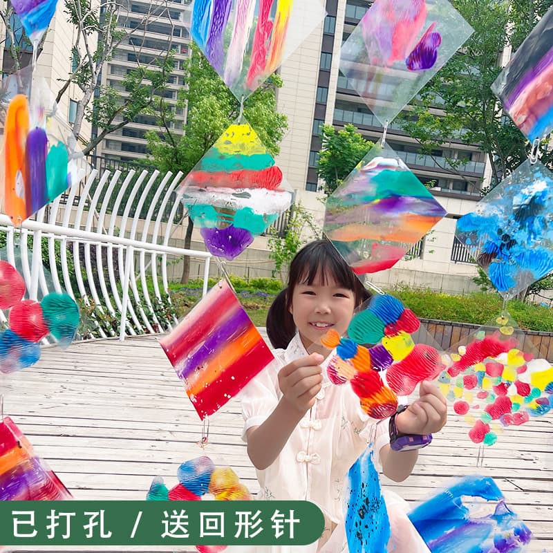 Kindergarten Creative Material: PVC Square Sheet Pendant, Hanging Decor, Doodle Painting DIY Transparent Sheet Creative