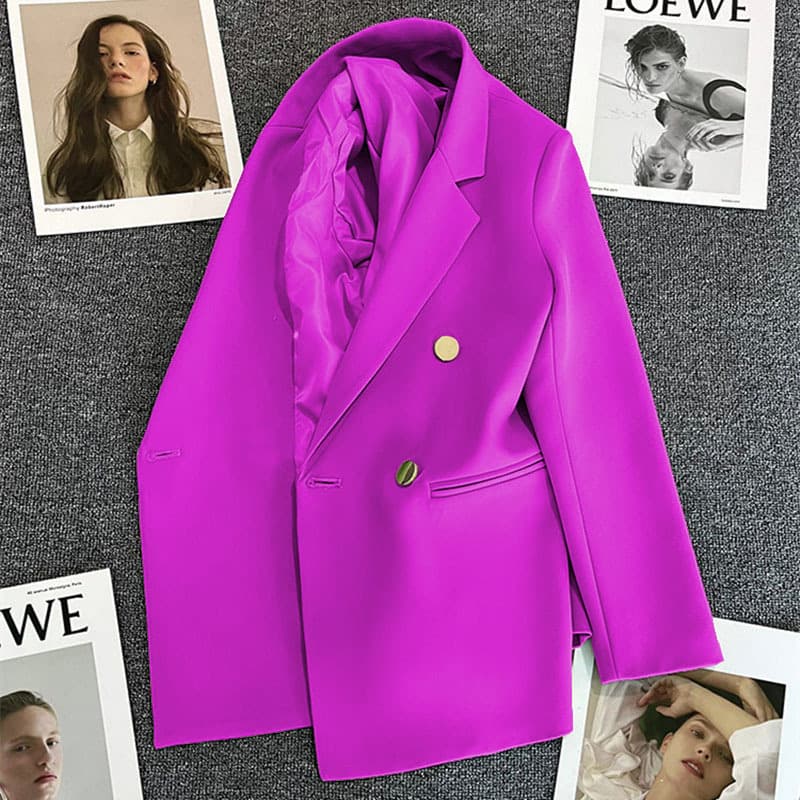 Spring suit jacket for women 2026 spring and autumn double-breasted purple suit with temperament and slimming Internet celebrity street tops for trendy women