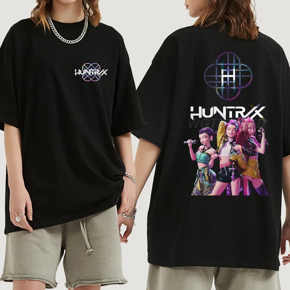 KPop Demon Hunters Printed Round Neck Short Sleeve T-Shirt Cross-border Loose Fit Base Top