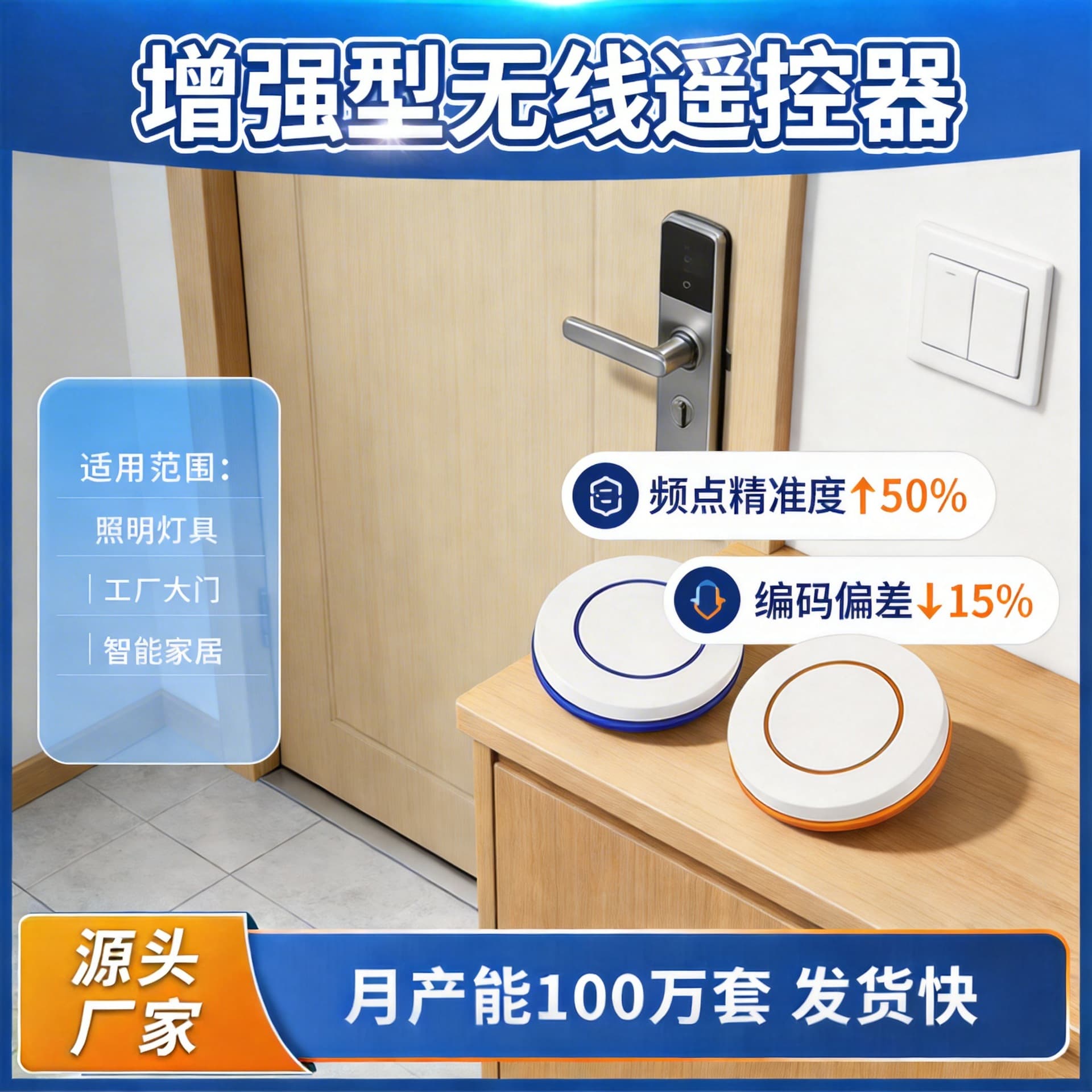 Smart Access Control Light Switch Doorbell Smart Lock Round Sticker 433MHz Wireless Remote Control Switch