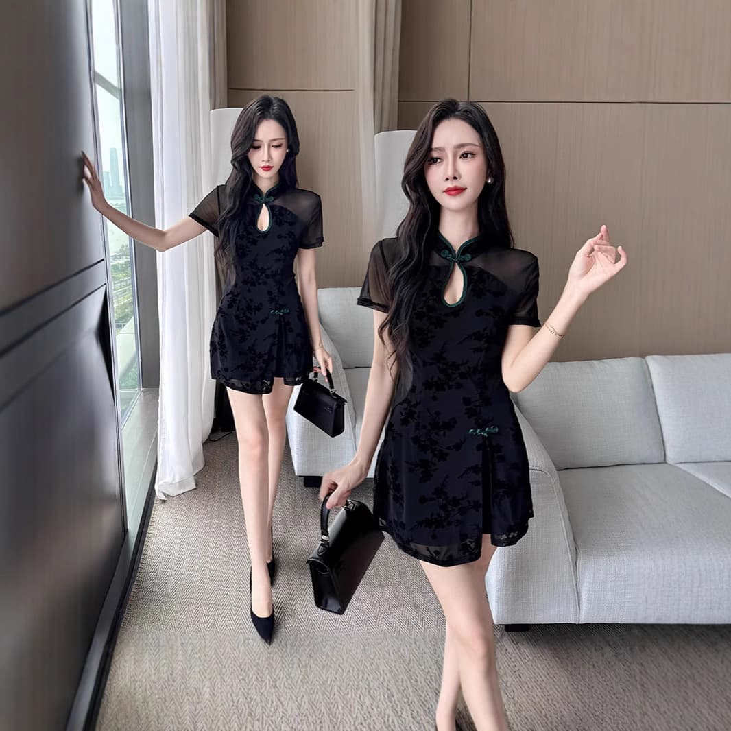 2671 New Elegant Chinese Style Cheongsam, Sauna Nightclub Technician Short Skirt, Sexy Nightclub Dress