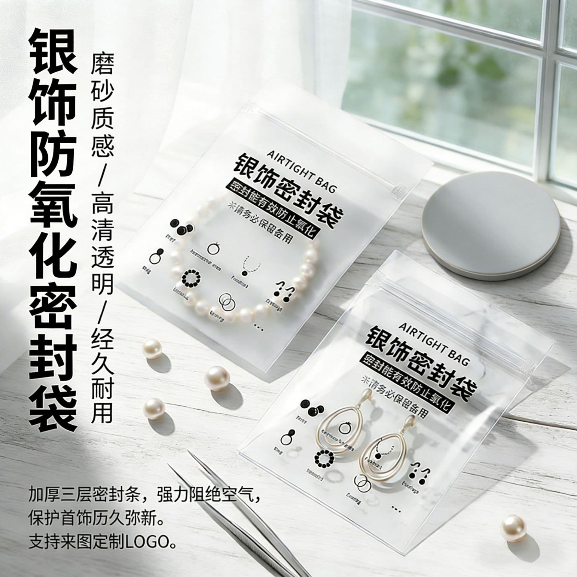 Silver Jewelry Seal Bags, Bracelet, Earring, Ring Jewelry Seal Bags, Small Accessory Anti-Tarnish Seal Bags, Wholesale