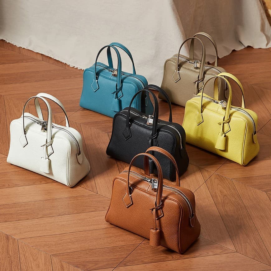 High-end light luxury TC top-layer leather women's bag Victoria bag cross-body portable commuter bag women's Boston pillow bag