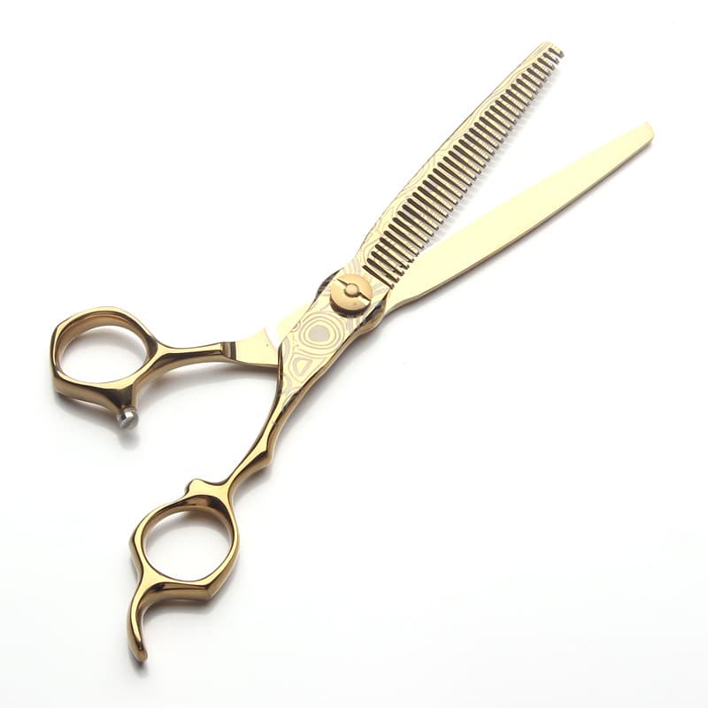 F298 Golden Pattern Barber Scissors 7 Inch Thinning Scissors Cross-Border Best Selling Barber Professional Hairdressing Scissors Wholesale