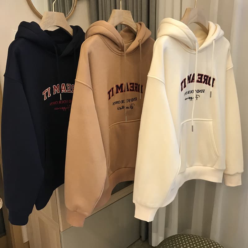 2025 INS Fresh Style Autumn and Winter Thin Hooded Sweatshirt Women Students Loose Lazy Style Design Sense Top Outerwear