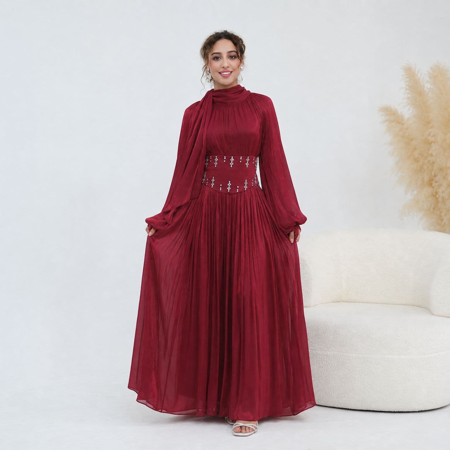 Ai Yi Rui Real Shot Direct Output, Long Sleeve Flowing Elegant Dress with Lining 1231