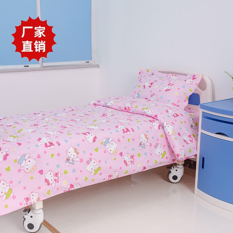 Hospital Bedding Set 3-Piece Medical Bed Sheet and Duvet Cover for Clinic, Pediatric, and Maternity Wards with Cartoon Design